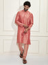 VASTRAMAY Men's Pink Cotton Silk Blend Kurta